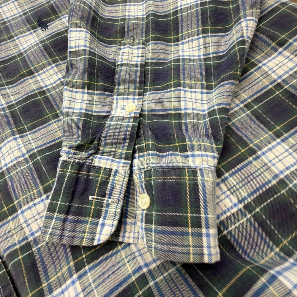 Polo Ralph Lauren Mens 4XB Classic Fit Plaid Button Down Shirt Green Navy Blue